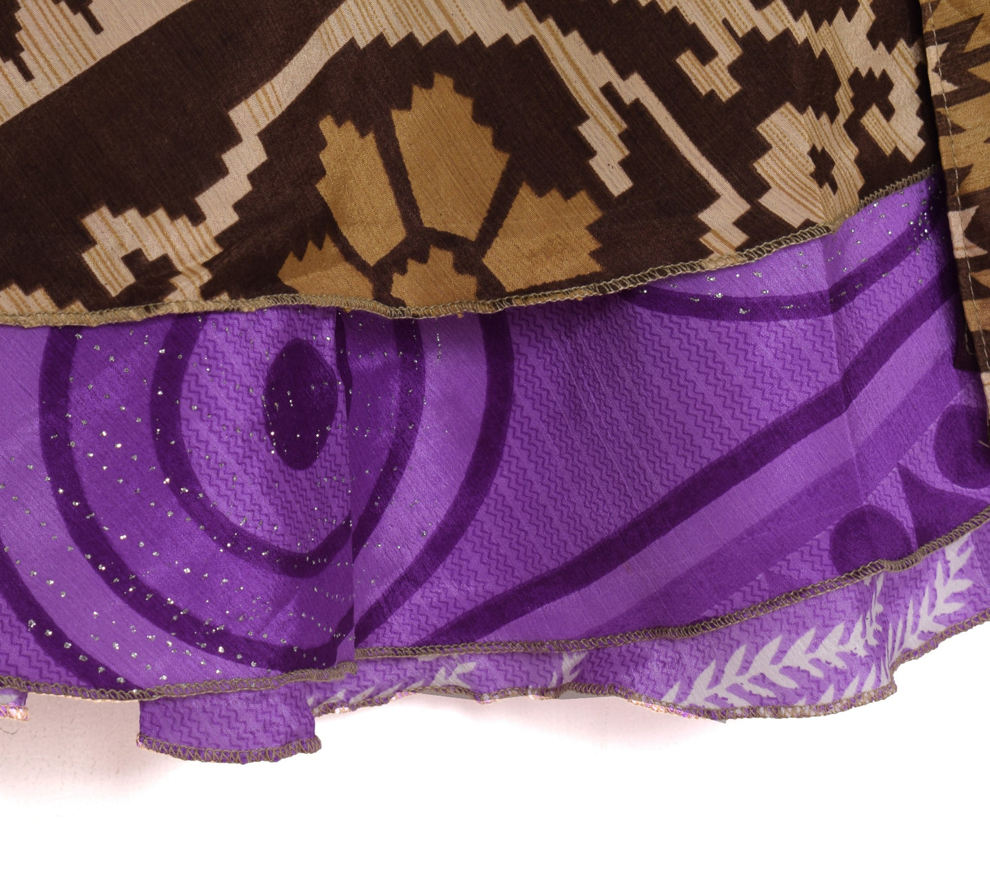 Sushila Vintage Art Silk Saree Purple Magic Wrap Reversible Skirt Beach Dress