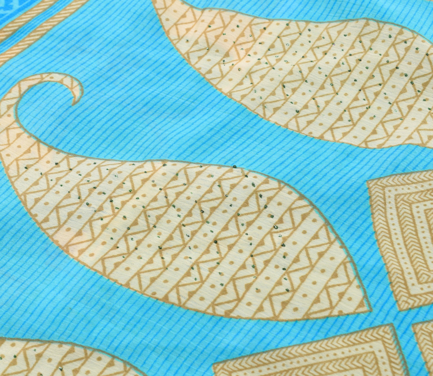 Sushila Vintage Sky Blue Art Silk Saree Magic Wrap Reversible Skirt Beach Dress