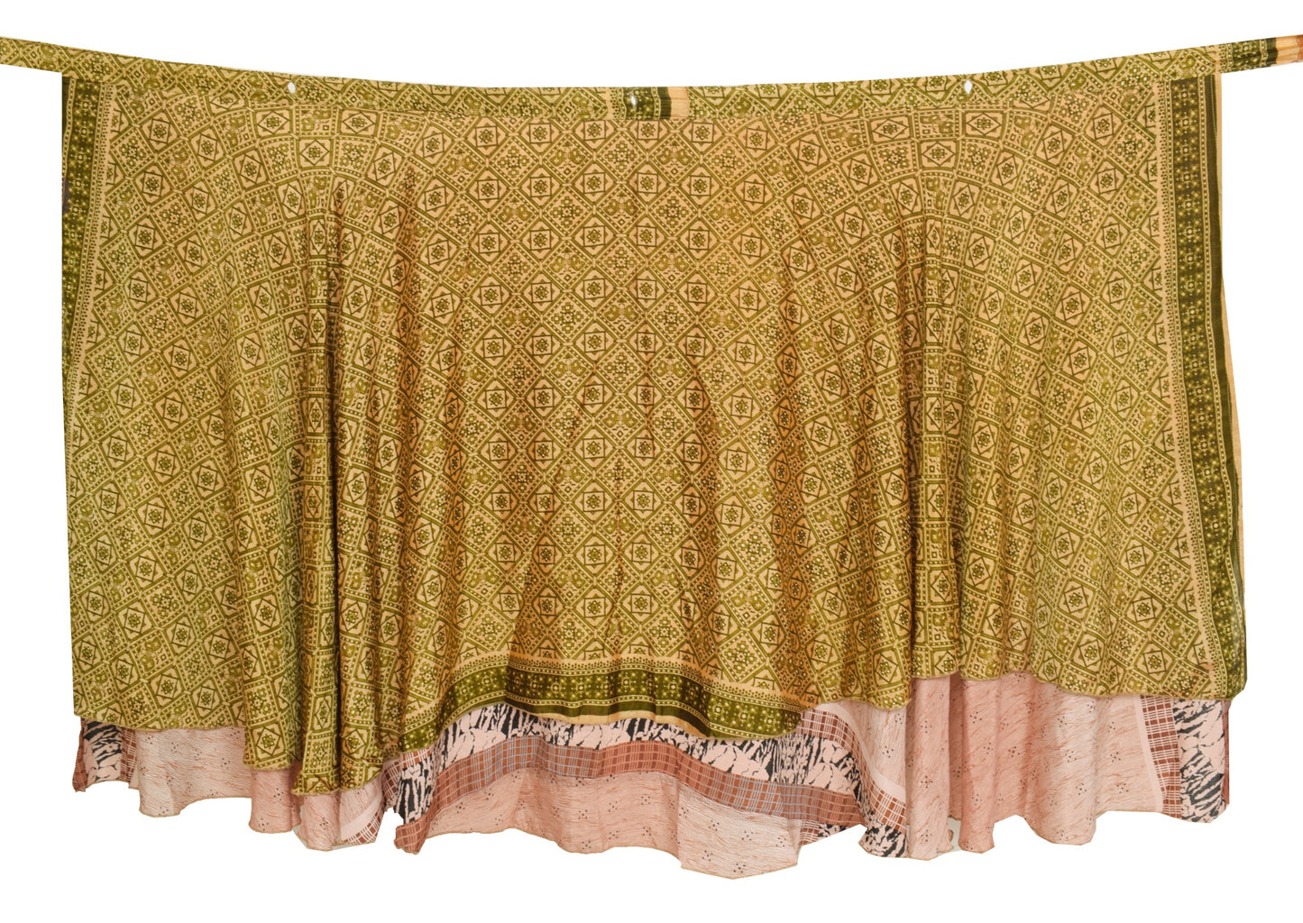 Sushila Vintage Art Silk Saree Magic Wrap Reversible Skirt Beach Dress Hippie