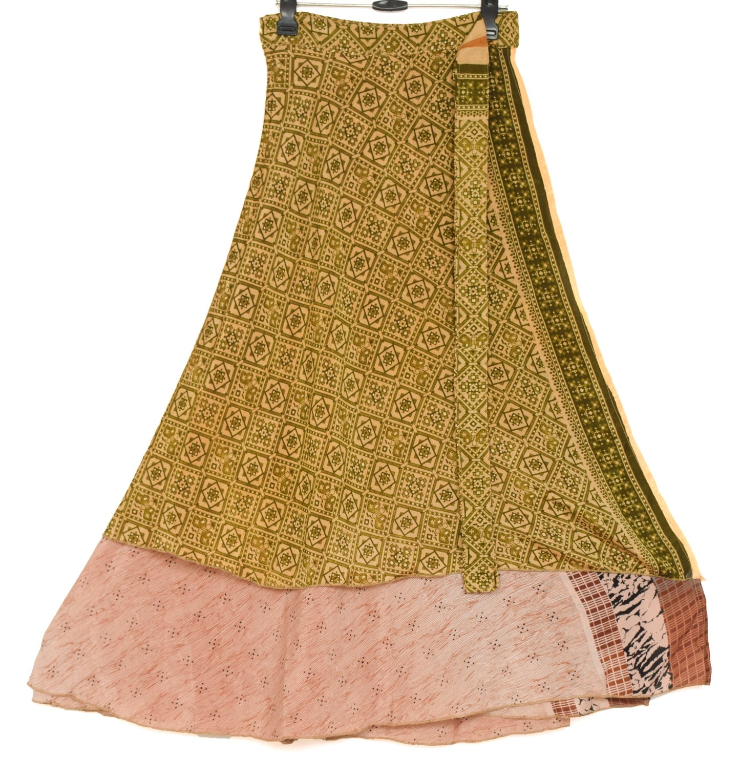 Sushila Vintage Art Silk Saree Magic Wrap Reversible Skirt Beach Dress Hippie