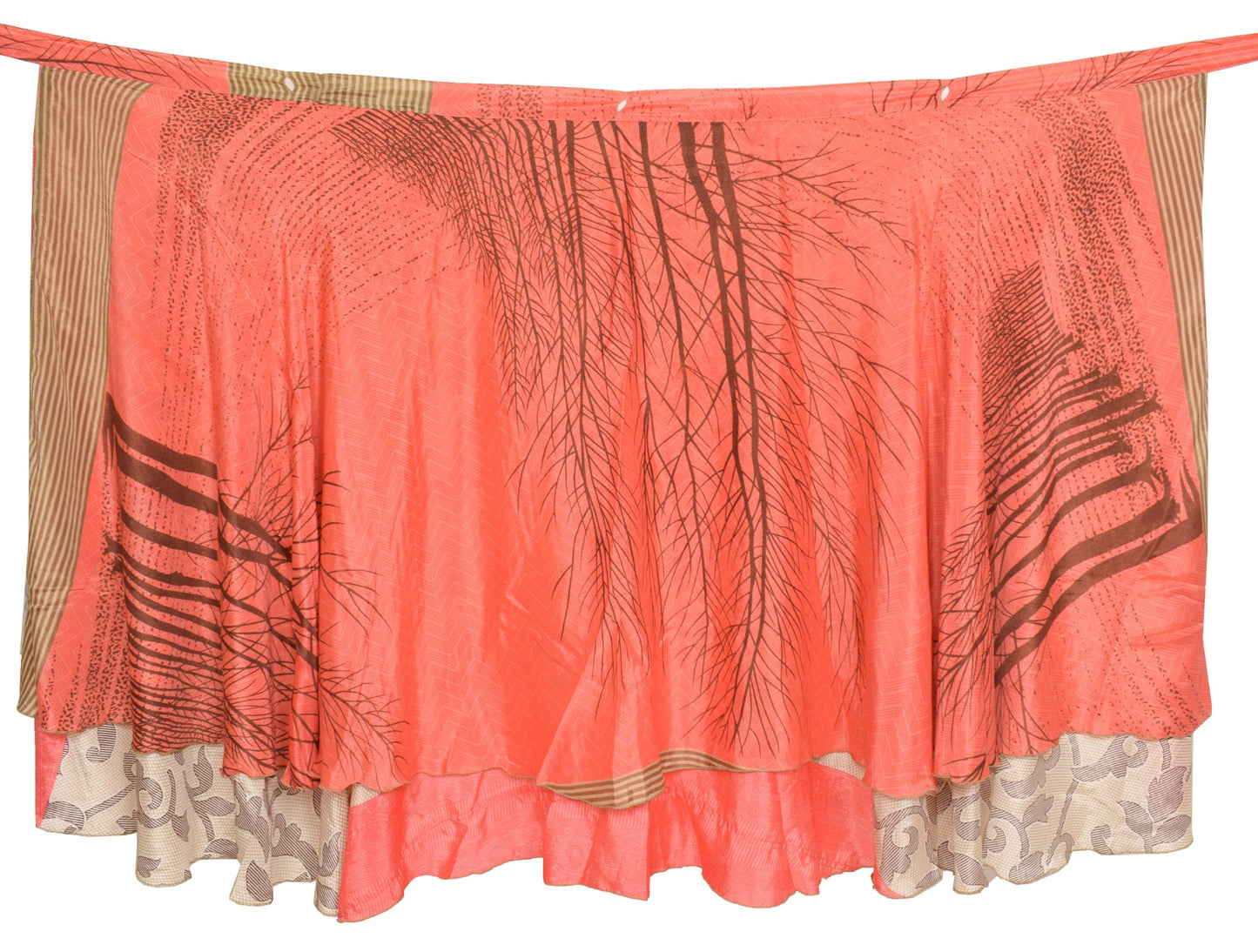 Sushila Vintage Art Silk Saree Floral Magic Wrap Reversible Skirt Beach Dress