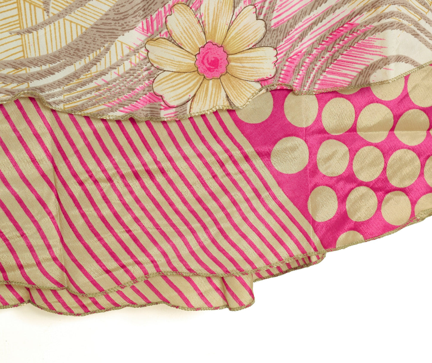 Sushila Vintage Art Silk Saree Magic Wrap Reversible Skirt Beach Dress Hippie