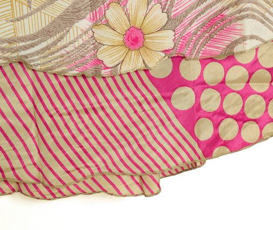 Sushila Vintage Art Silk Saree Magic Wrap Reversible Skirt Beach Dress Hippie