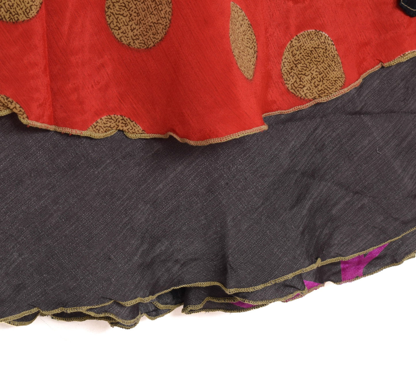 Sushila Vintage Red Silk Saree Magic Wrap Reversible Skirt PolkaDot Beach Dress