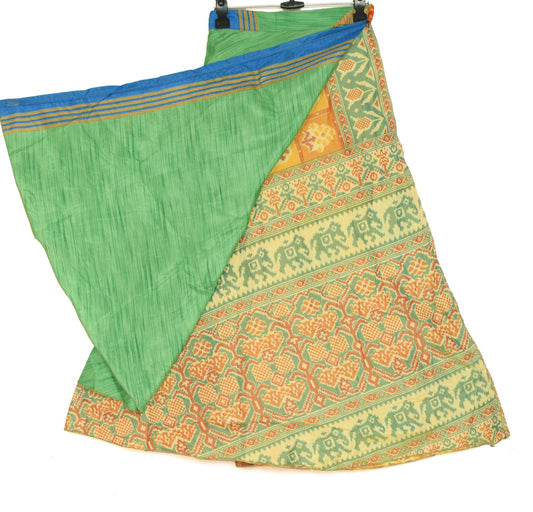 Sushila Vintage Art Silk Saree Magic Wrap Multi-Color Reversible Skirt Beach Dress