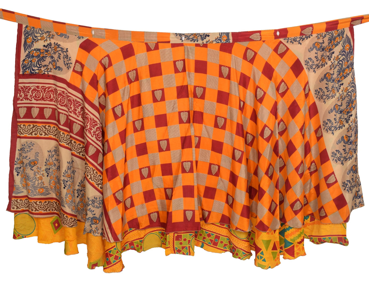 Sushila Vintage Yellow Art Silk Saree Magic Wrap Reversible Skirt Beach Dress