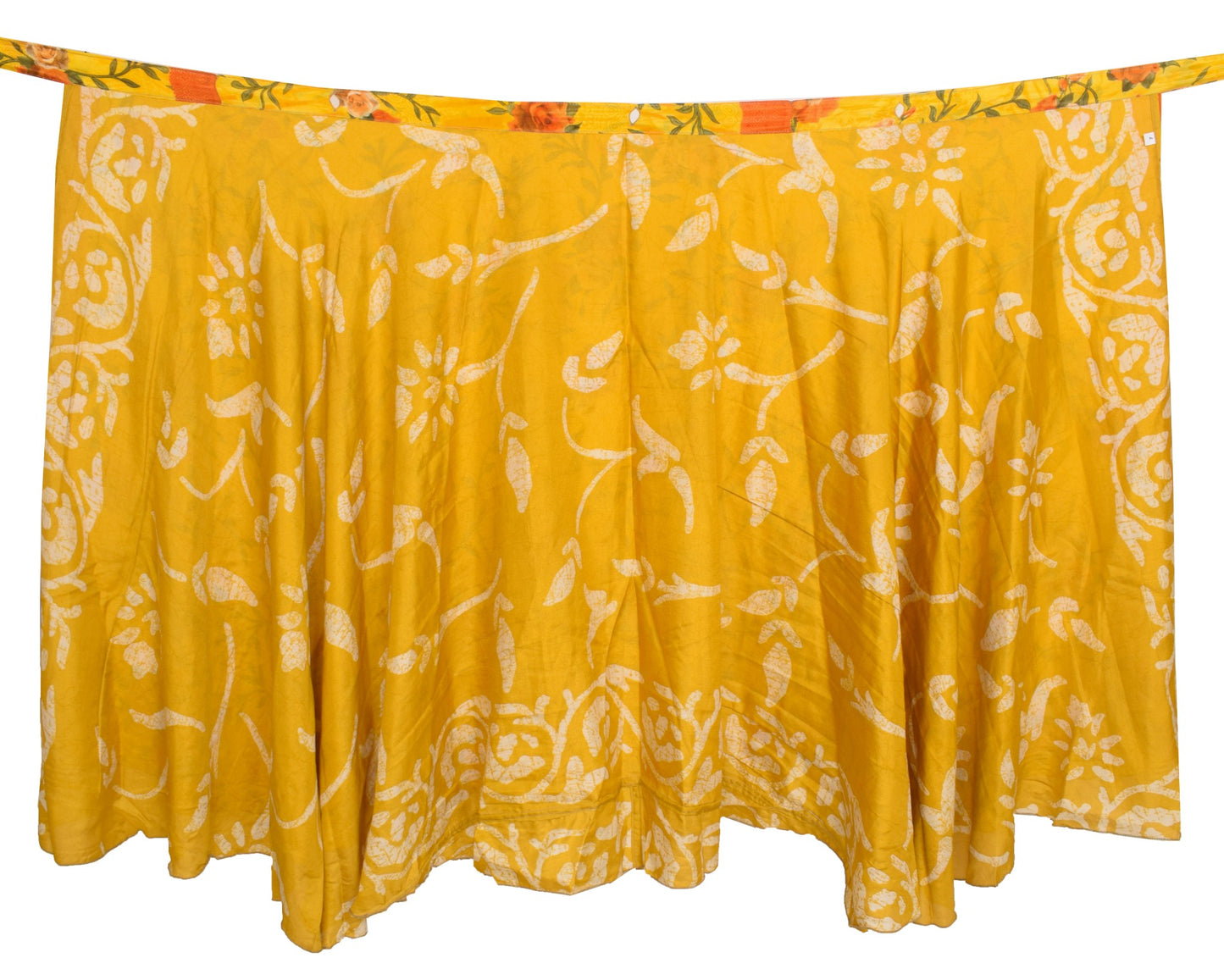 Sushila Vintage Mustard Saree Magic Wrap Reversible Skirt Art Silk Beach Dress Boho