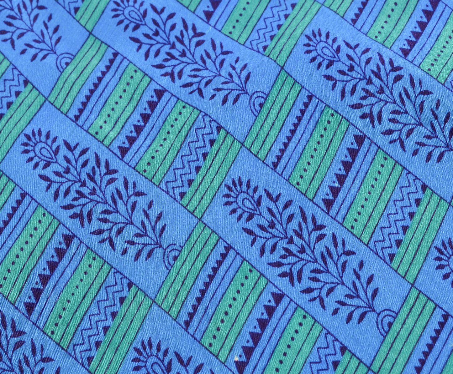 Sushila Vintage Blue Saree Magic Wrap Floral Reversible Skirt Art Silk Beach Dress
