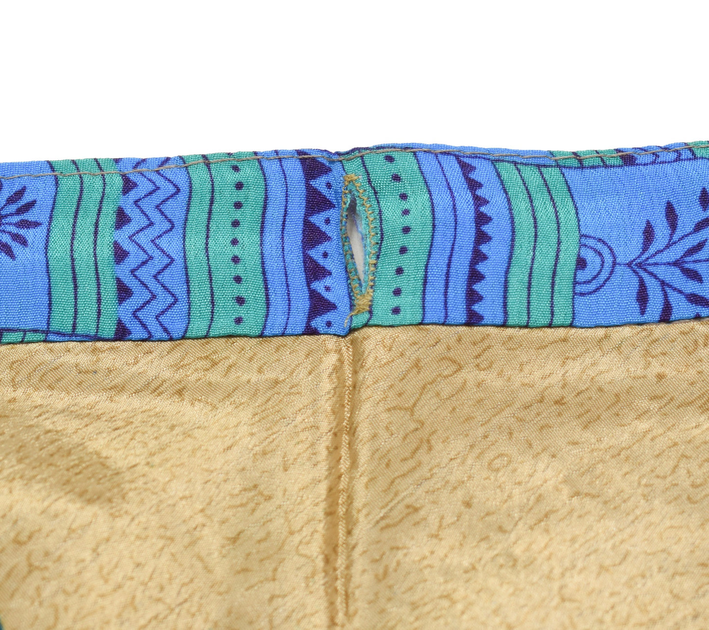 Sushila Vintage Blue Saree Magic Wrap Floral Reversible Skirt Art Silk Beach Dress