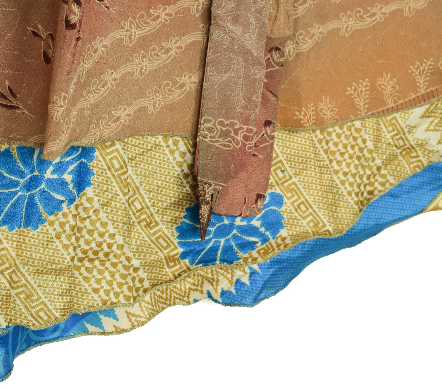 Sushila Vintage Floral Art Silk Saree Magic Wrap Reversible Skirt Beach Dress