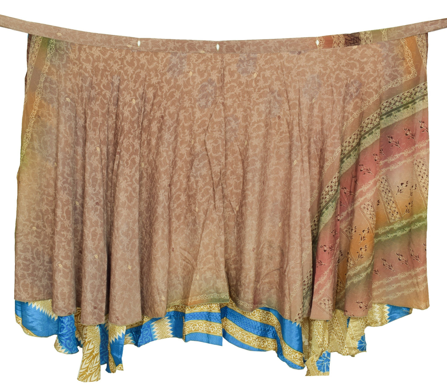 Sushila Vintage Floral Art Silk Saree Magic Wrap Reversible Skirt Beach Dress