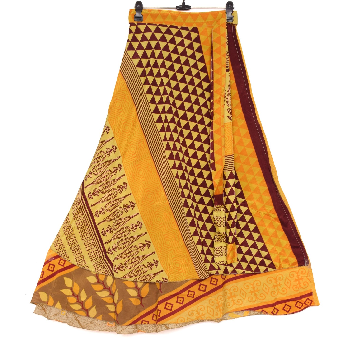 Sushila Vintage Floral Art Silk Saree Magic Wrap Reversible Skirt Beach Dress Hippie