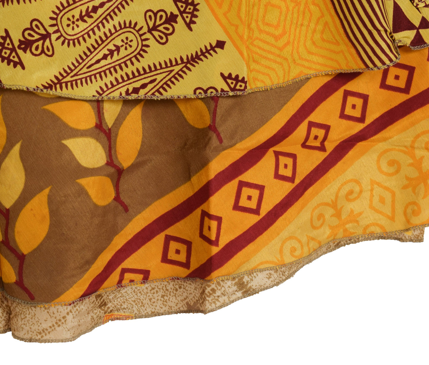 Sushila Vintage Floral Art Silk Saree Magic Wrap Reversible Skirt Beach Dress Hippie