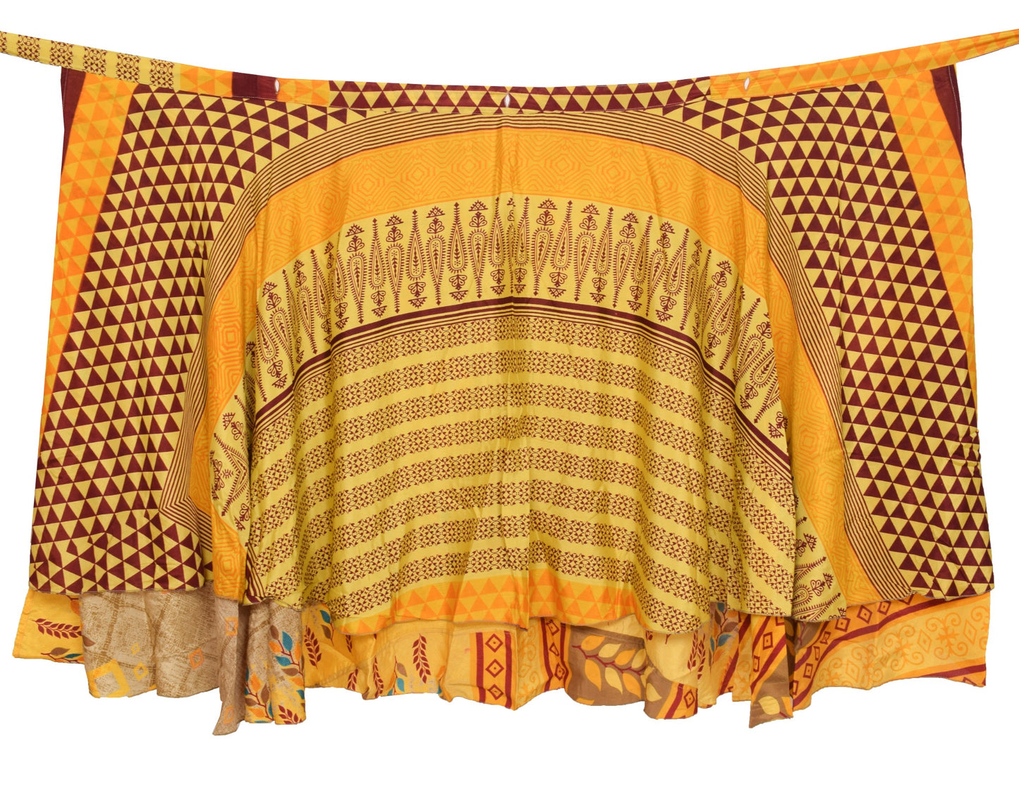 Sushila Vintage Floral Art Silk Saree Magic Wrap Reversible Skirt Beach Dress Hippie
