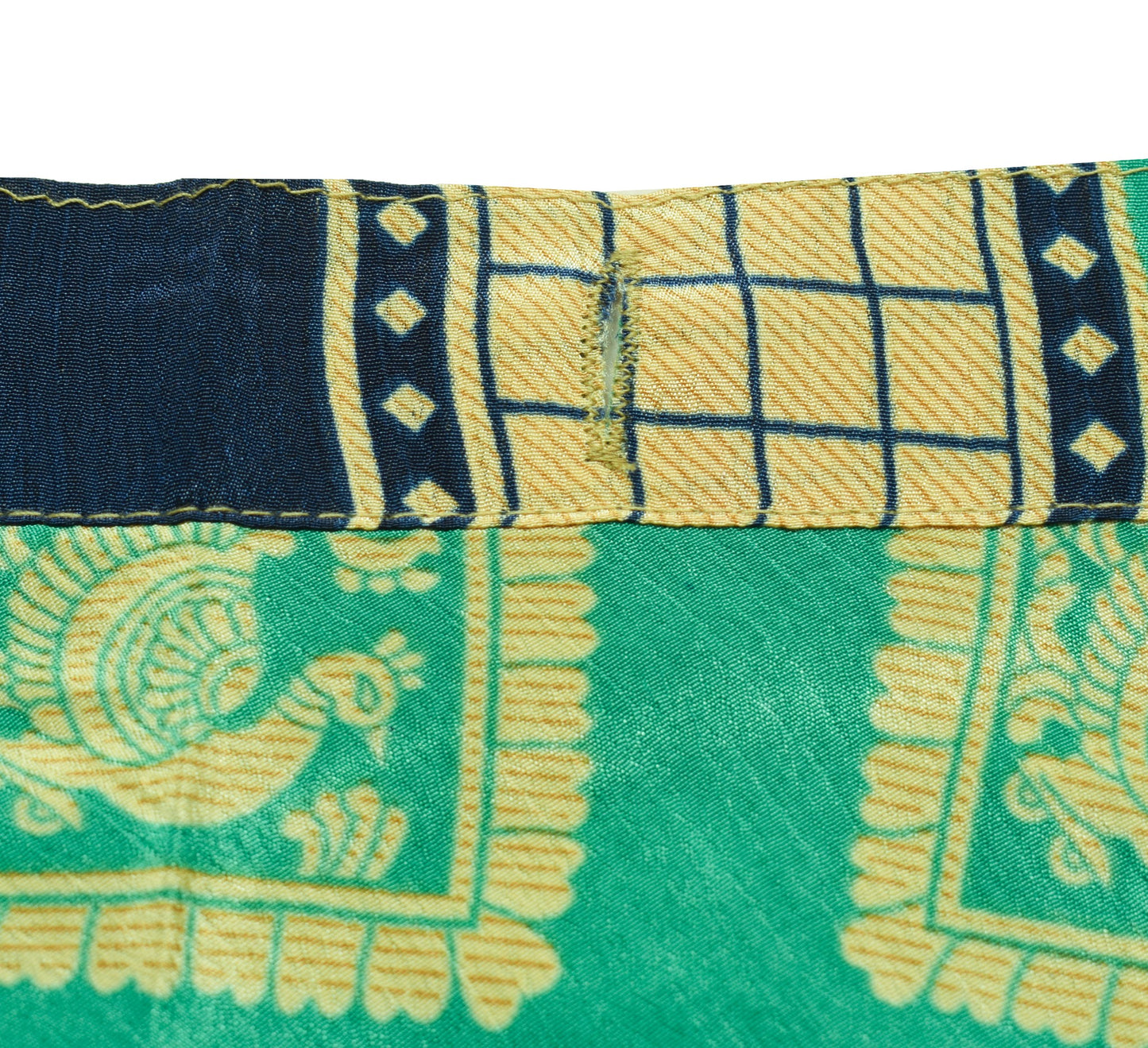 Sushila Vintage Aqua Green Saree Magic Wrap Reversible Art Silk Skirt Beach Dress