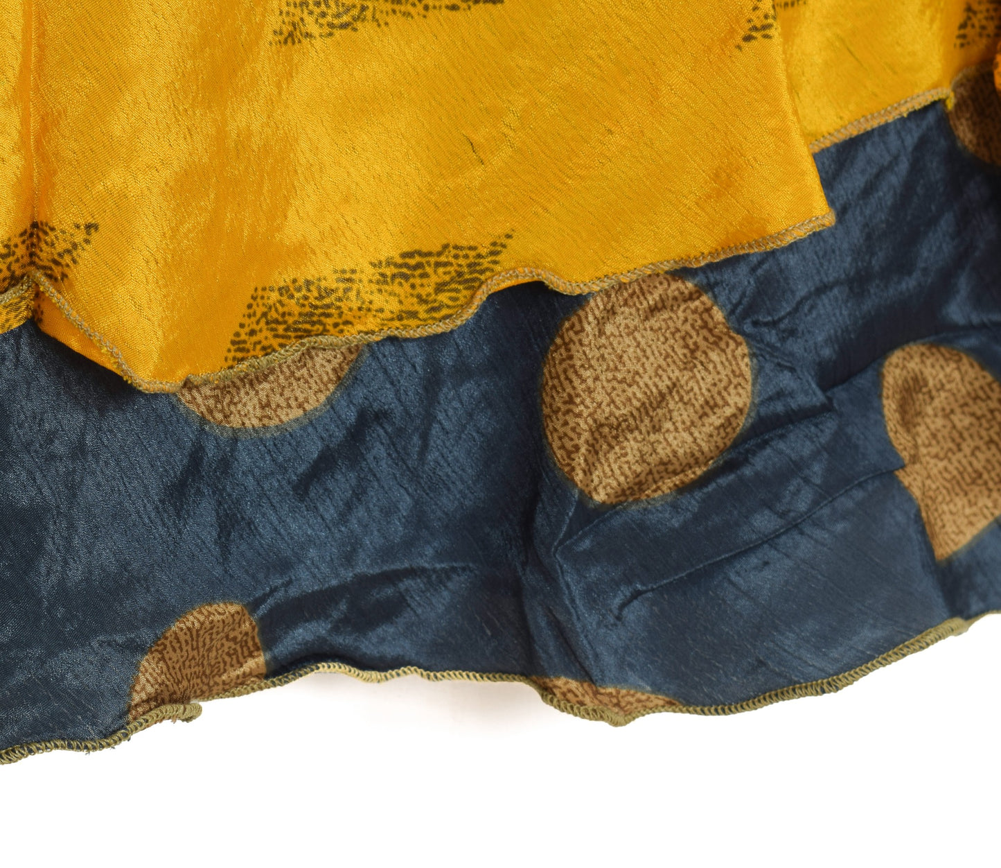Sushila Vintage Gray Yellow Saree Magic Wrap Reversible Art Silk Skirt Beach Dress