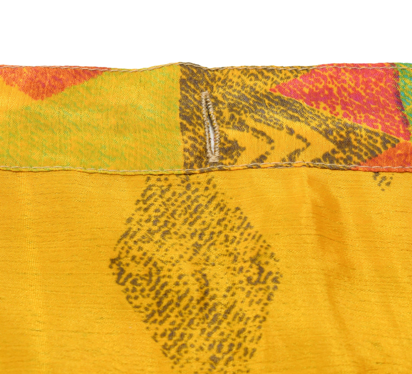 Sushila Vintage Gray Yellow Saree Magic Wrap Reversible Art Silk Skirt Beach Dress