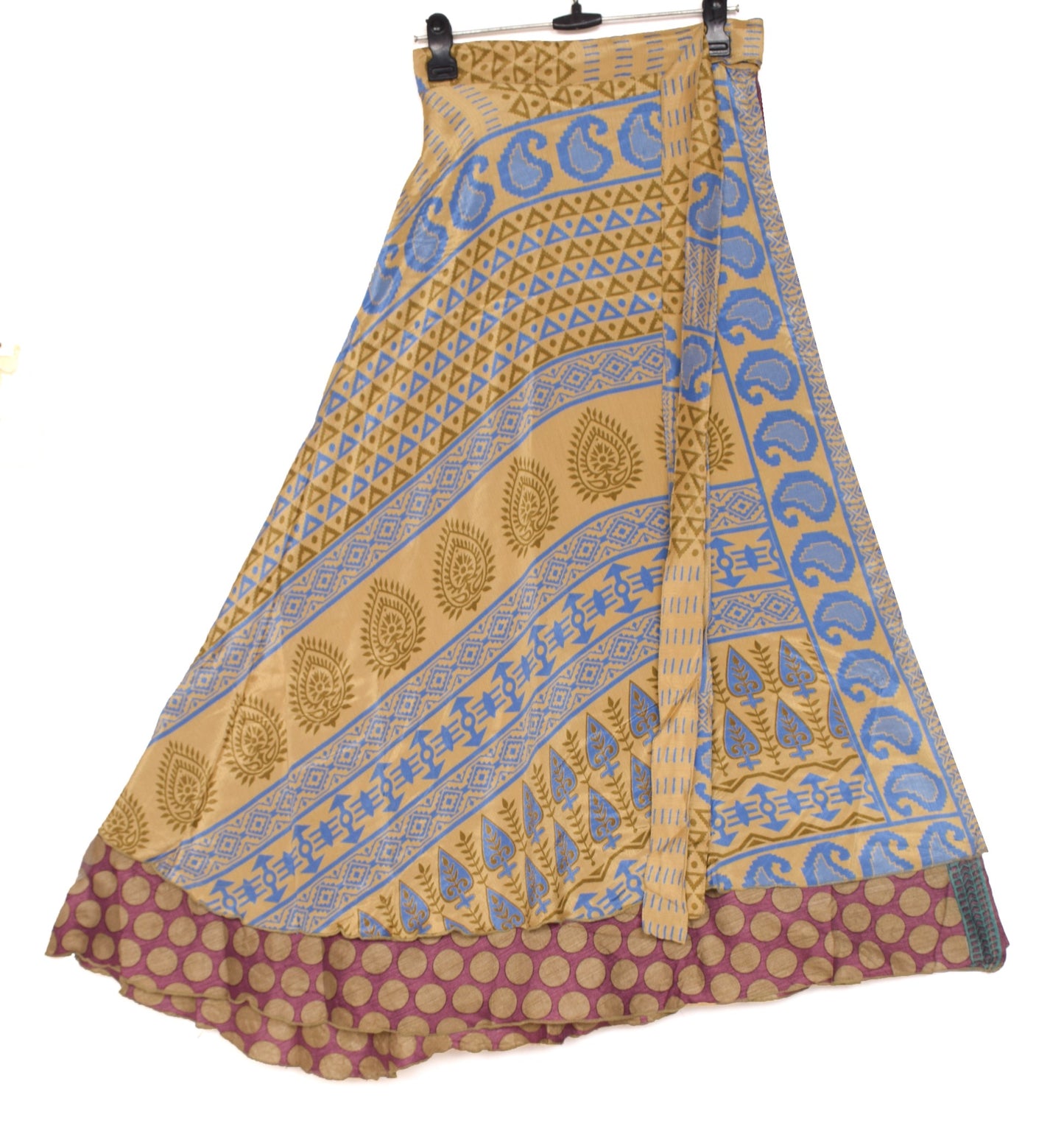 Sushila Vintage Mauve Art Silk Saree Magic Wrap Reversible Skirt Beach Dress Hippie
