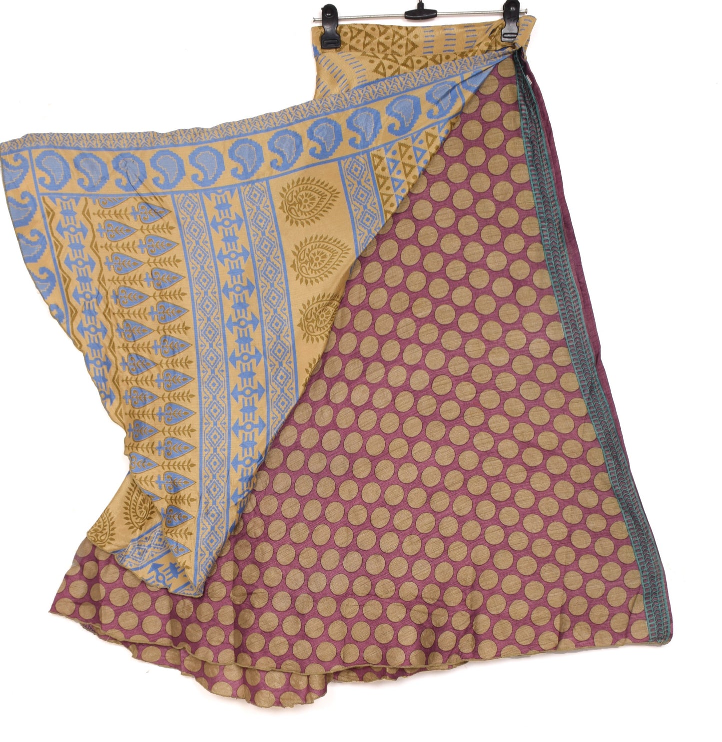 Sushila Vintage Mauve Art Silk Saree Magic Wrap Reversible Skirt Beach Dress Hippie