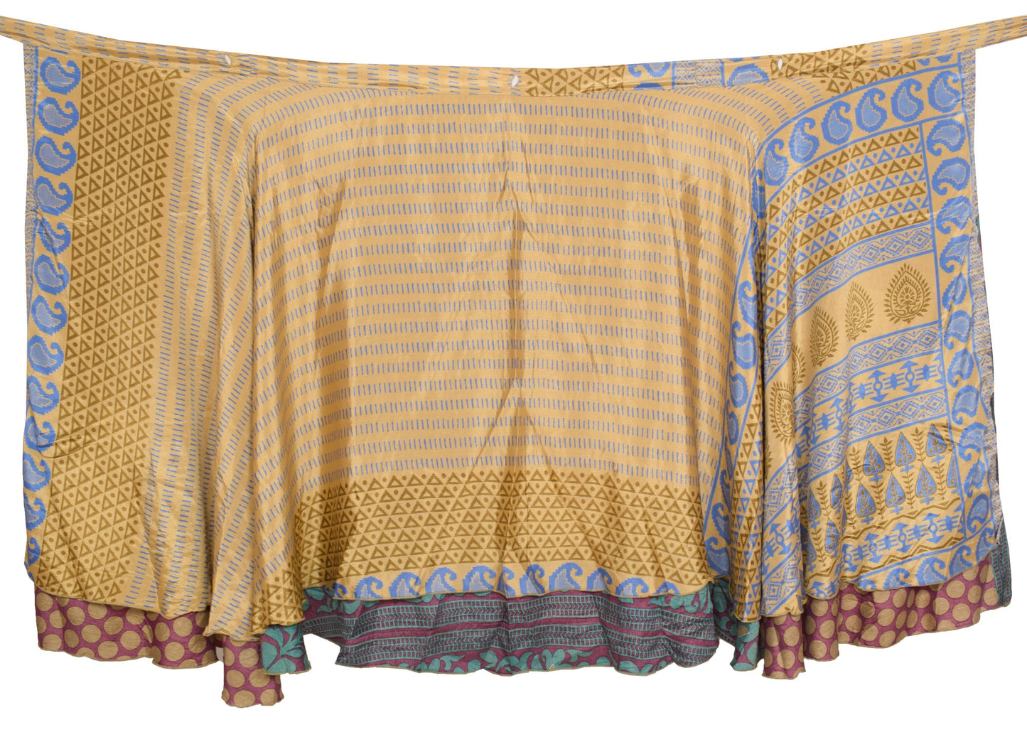 Sushila Vintage Mauve Art Silk Saree Magic Wrap Reversible Skirt Beach Dress Hippie