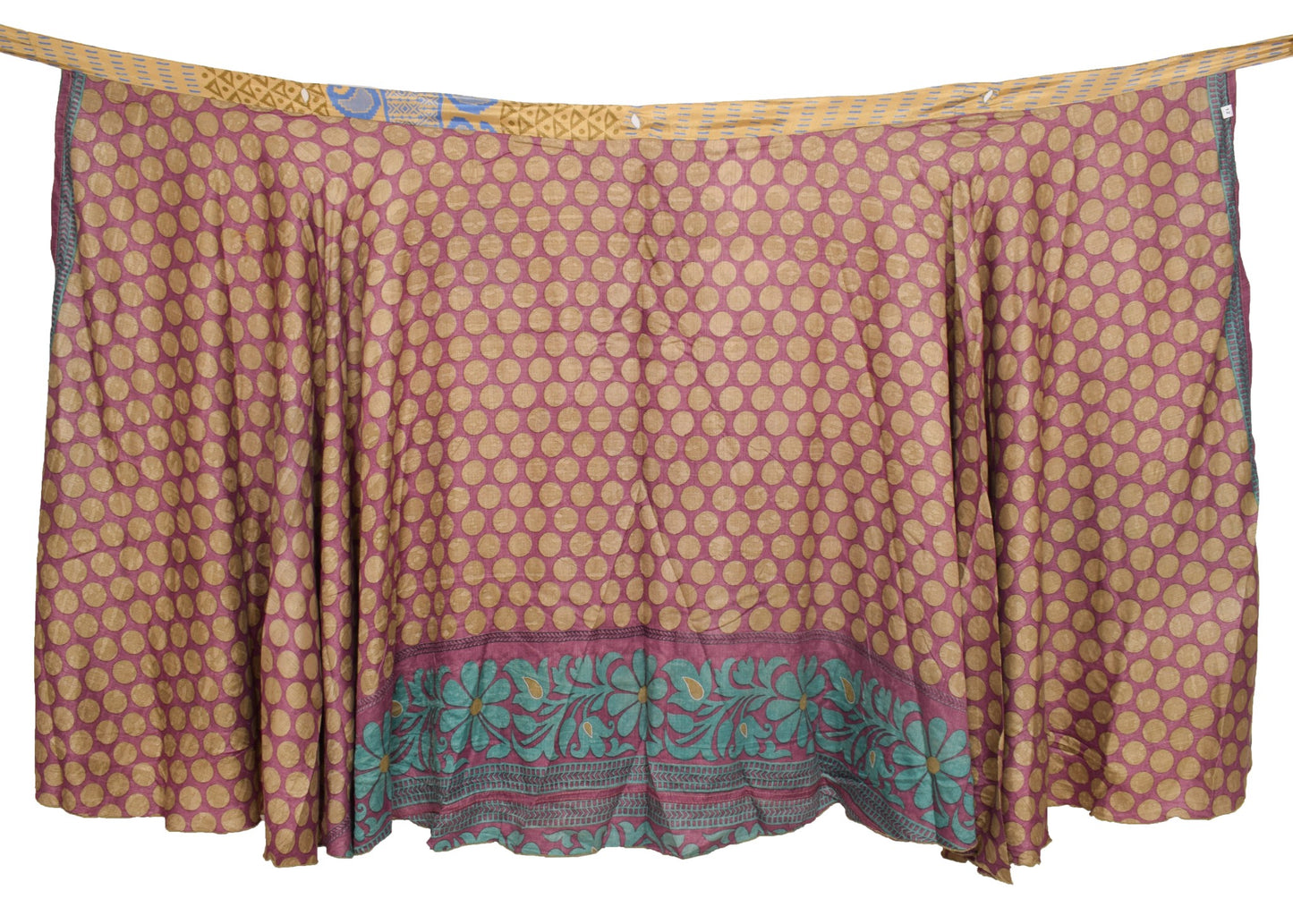 Sushila Vintage Mauve Art Silk Saree Magic Wrap Reversible Skirt Beach Dress Hippie