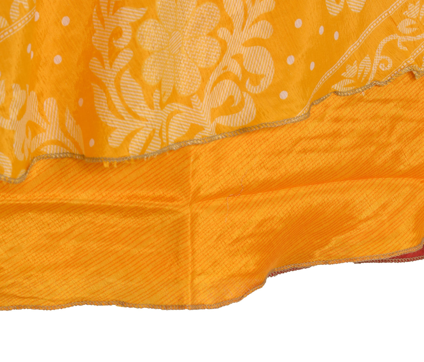 Sushila Vintage Yellow Saree Magic Wrap Reversible Skirt Art Silk Beach Dress Boho