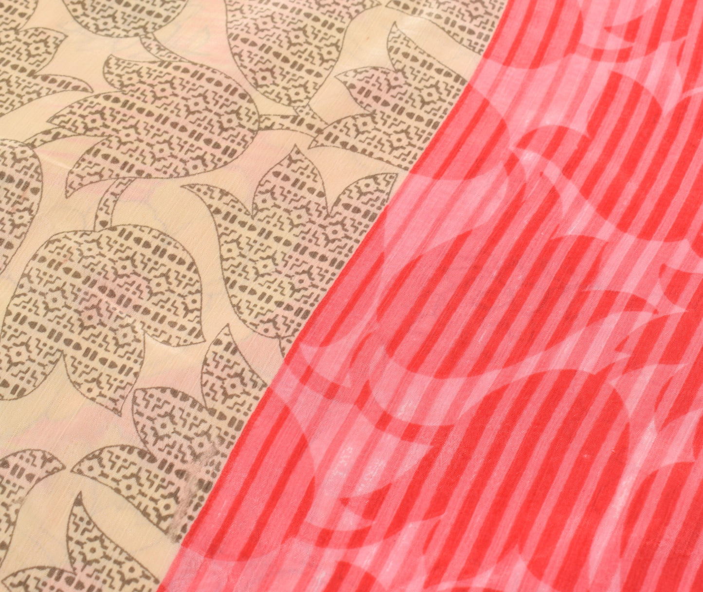 Sushila Vintage Pink Cream Saree Magic Wrap Reversible Skirt Art Silk Beach Dress