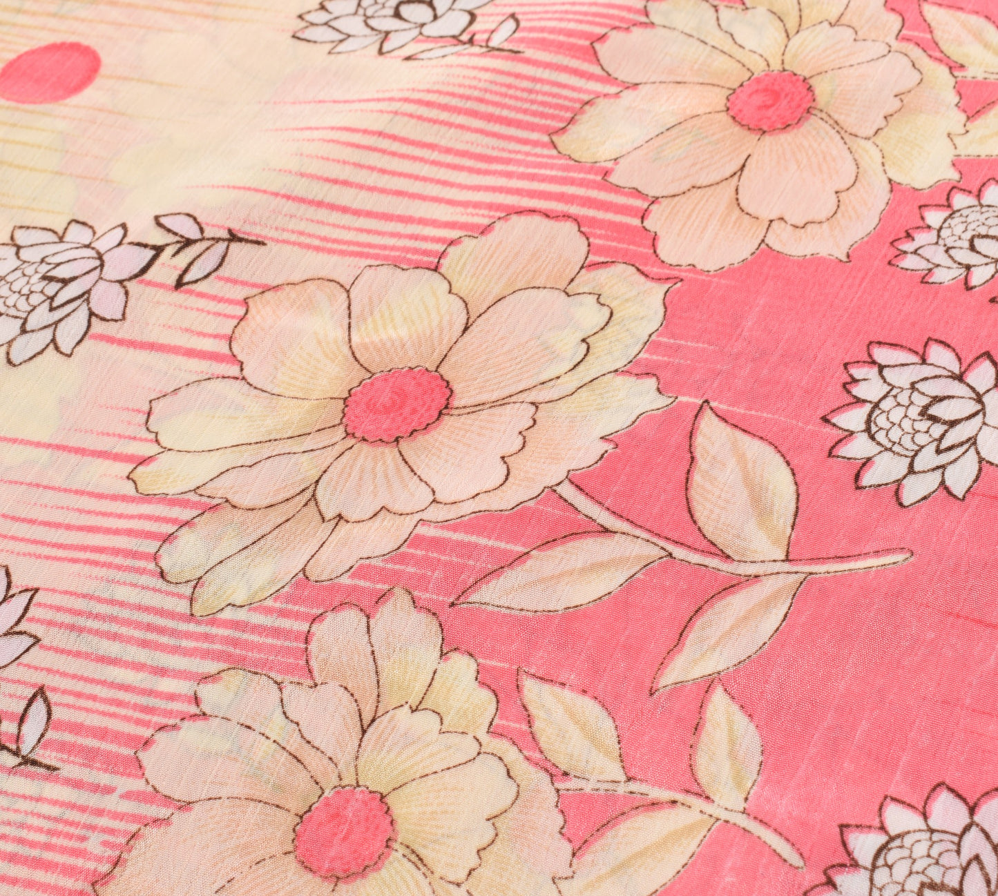 Sushila Vintage Pink Cream Saree Magic Wrap Reversible Skirt Art Silk Beach Dress