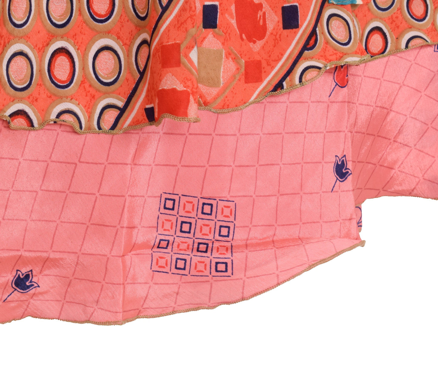 Sushila Vintage Pink Art Silk Saree Magic Wrap Reversible Skirt Beach Dress Boho