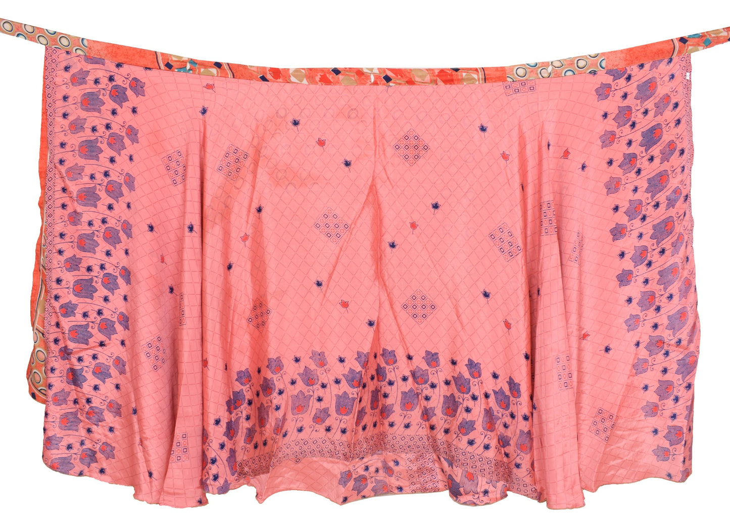 Sushila Vintage Pink Art Silk Saree Magic Wrap Reversible Skirt Beach Dress Boho