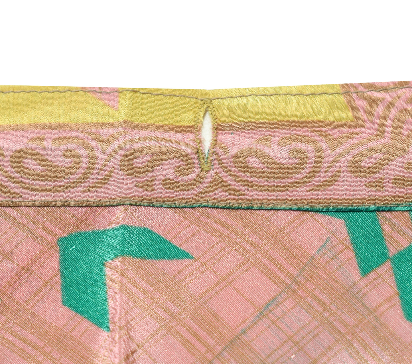 Sushila Vintage Art Silk Saree Magic Wrap Pink Green Reversible Skirt Beach Dress