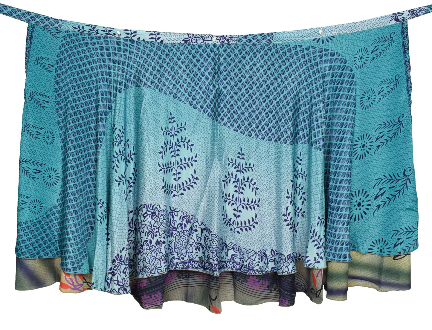 Sushila Vintage Floral Saree Magic Wrap Reversible Skirt Art Silk Boho Beach Dress