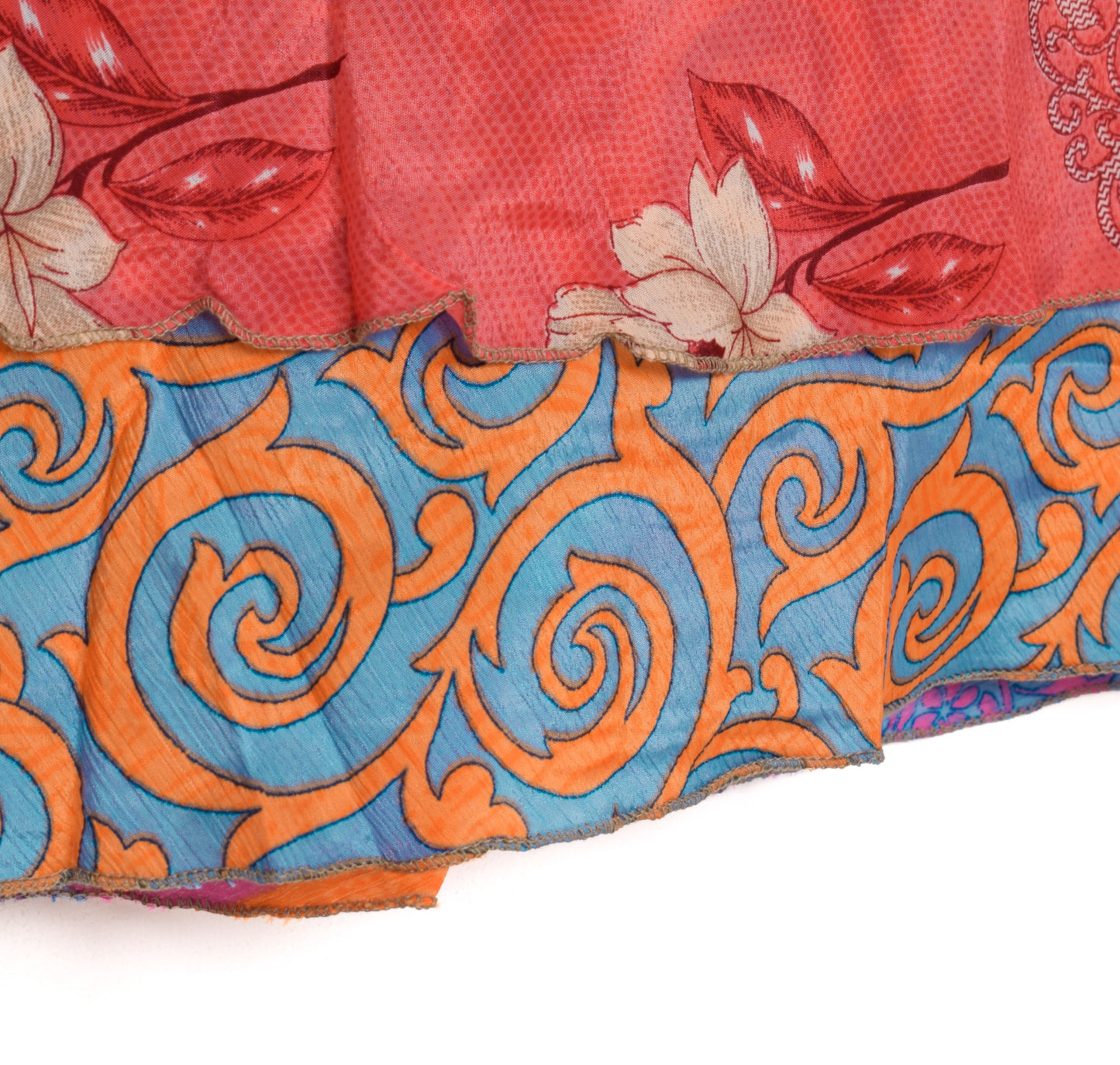 Sushila Vintage Floral Saree Magic Wrap Reversible Skirt Beach Art Silk Dress Hippie