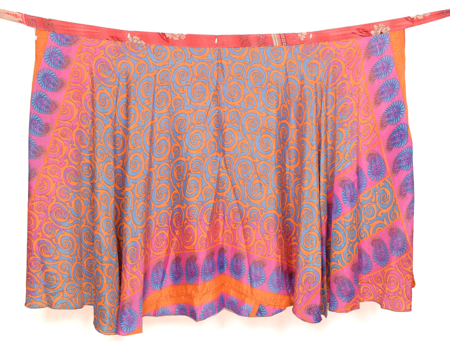 Sushila Vintage Floral Saree Magic Wrap Reversible Skirt Beach Art Silk Dress Hippie