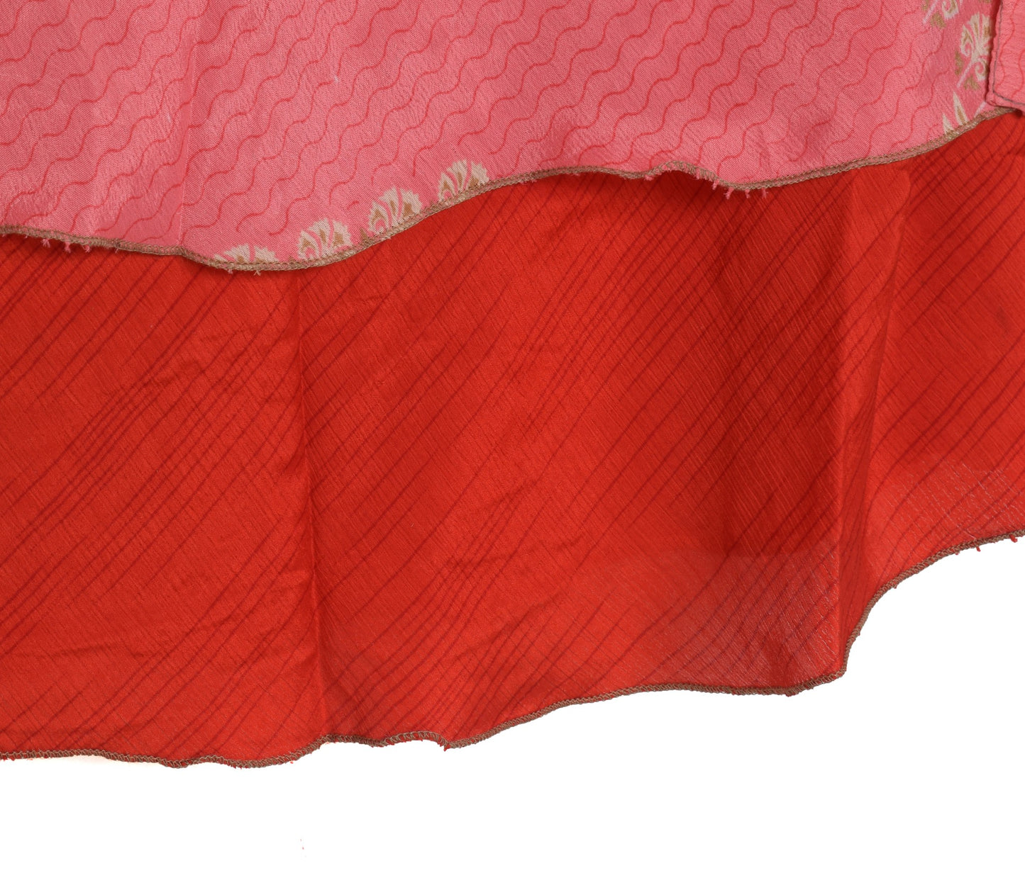 Sushila Vintage Handmade Red Saree Magic Wrap Reversible Skirt Art Silk Beach Dress