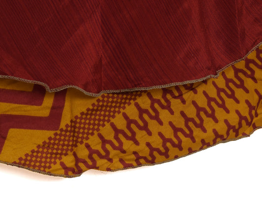 Sushila Vintage Red Saree Magic Wrap Reversible Skirt Art Silk Handmade Beach Dress