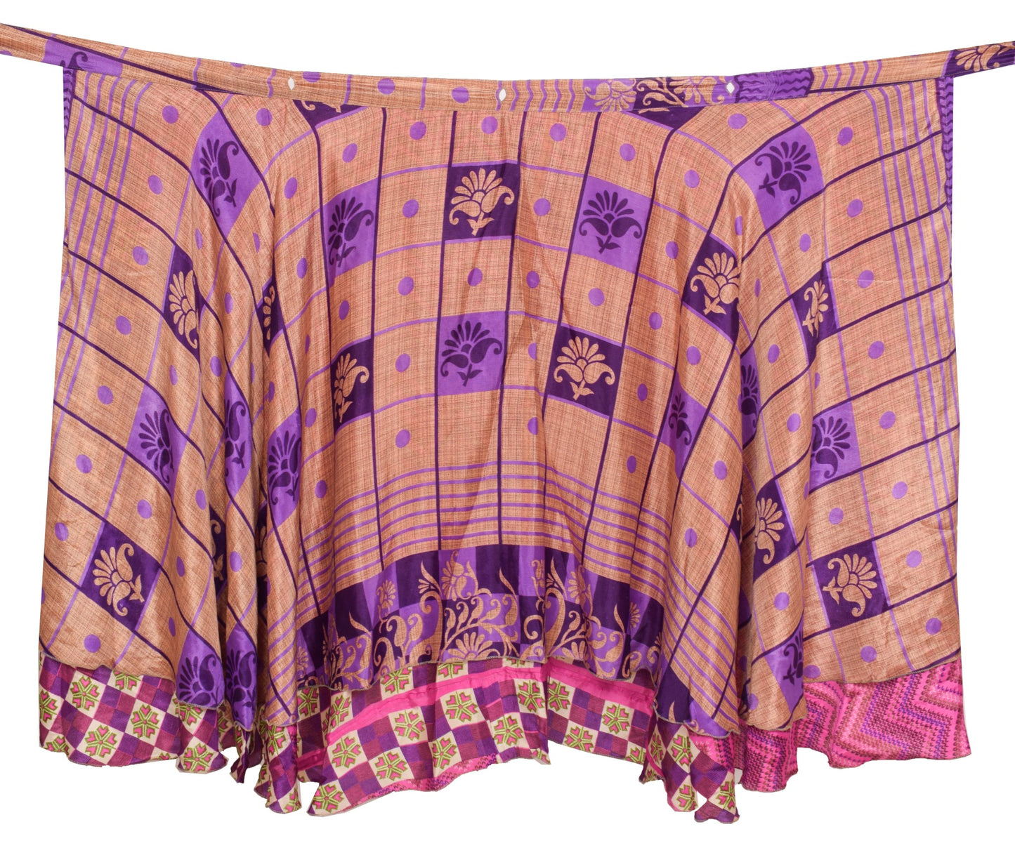 Sushila Vintage Dark Pink Saree Magic Wrap Reversible Skirt Art Silk Beach Dress
