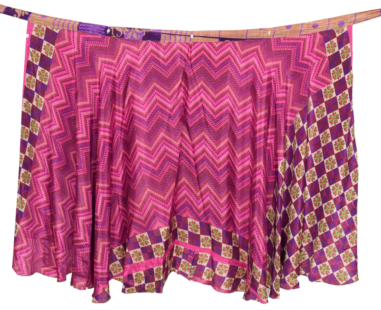 Sushila Vintage Dark Pink Saree Magic Wrap Reversible Skirt Art Silk Beach Dress
