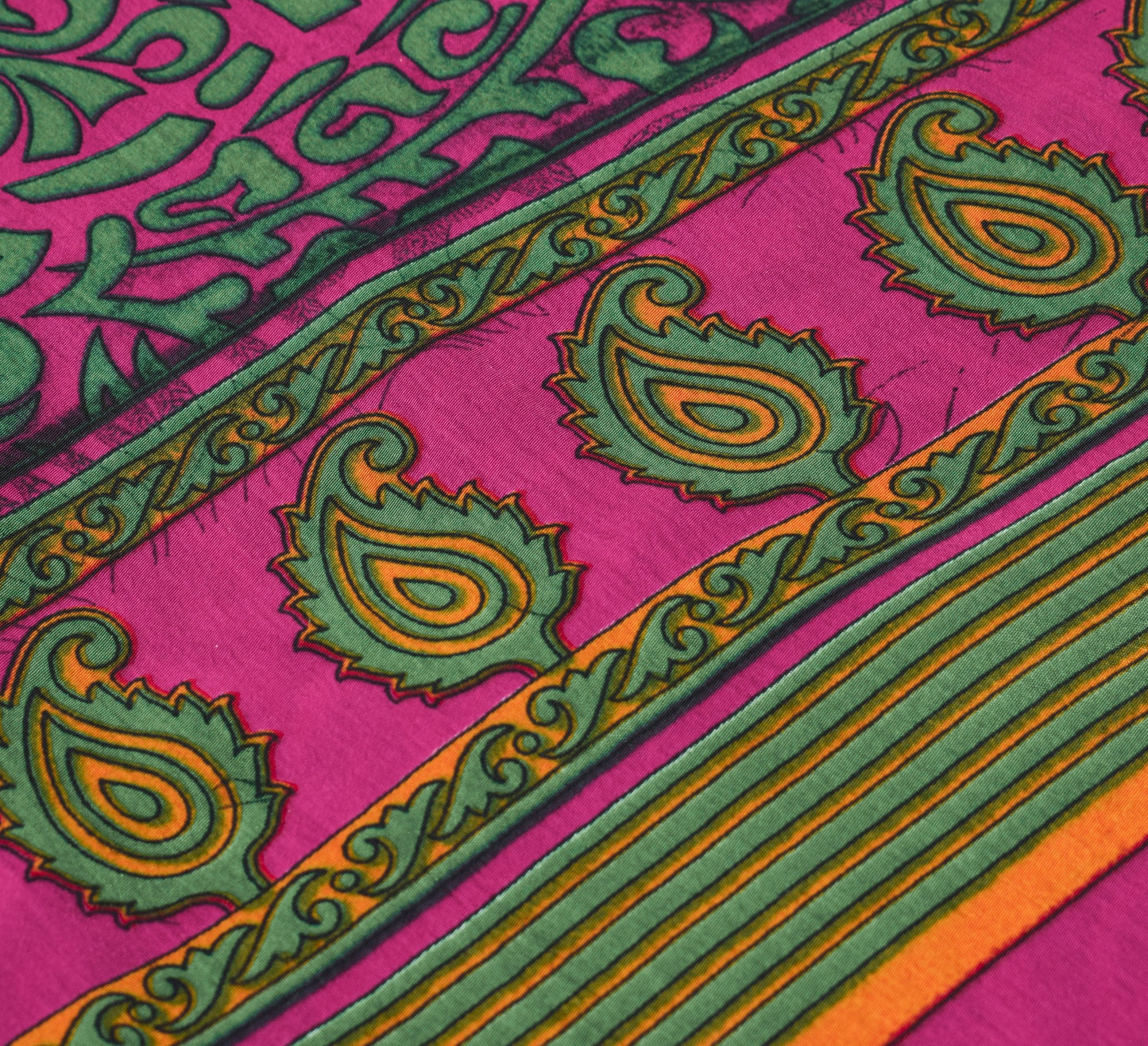 Sushila Vintage Art Silk Saree Magic Wrap Reversible Skirt Purple Green Beach Dress