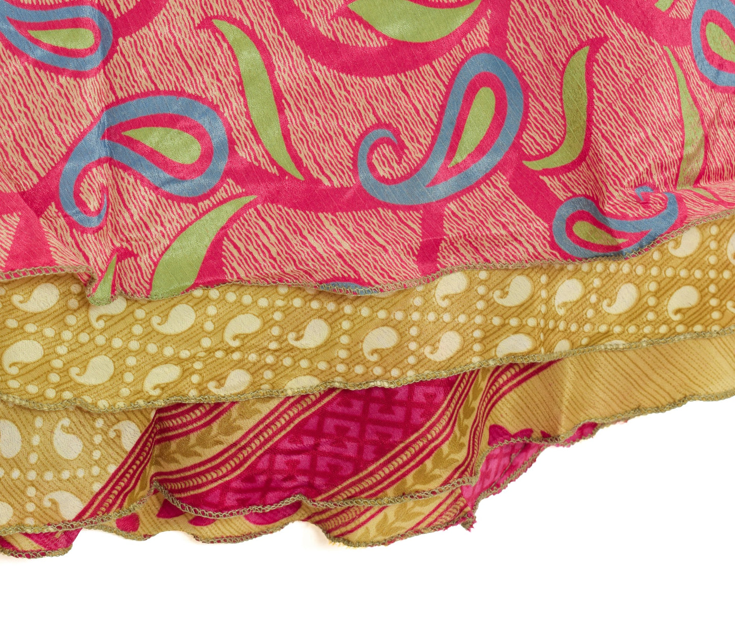 Sushila Vintage Pink Art Silk Saree Magic Wrap Reversible Skirt Beach Floral Dress