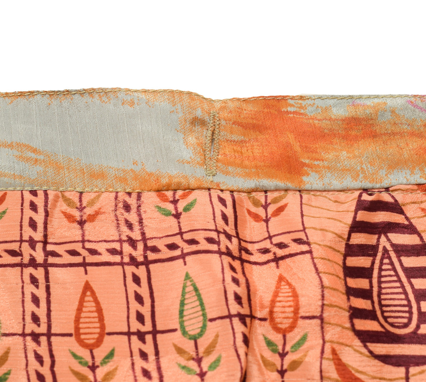 Sushila Vintage Art Silk Saree Magic Wrap Floral Peach Reversible Skirt Beach Dress