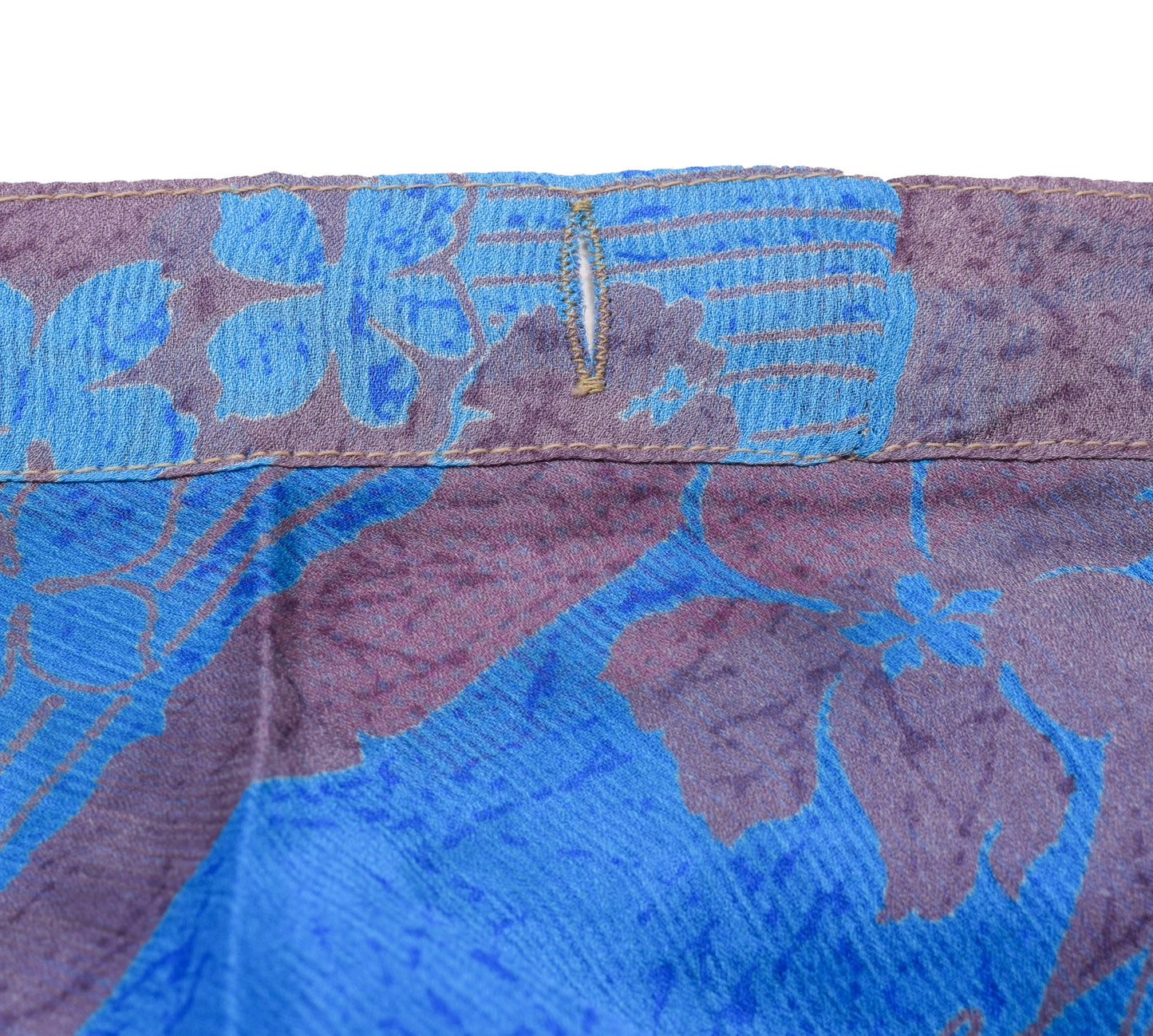 Sushila Vintage Art Silk Saree Magic Wrap Reversible Skirt Handmade Blue Beach Dress
