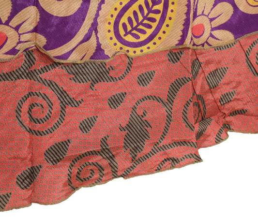 Sushila Vintage Multi-Color Saree Magic Wrap Reversible Art Silk Skirt Beach Dress