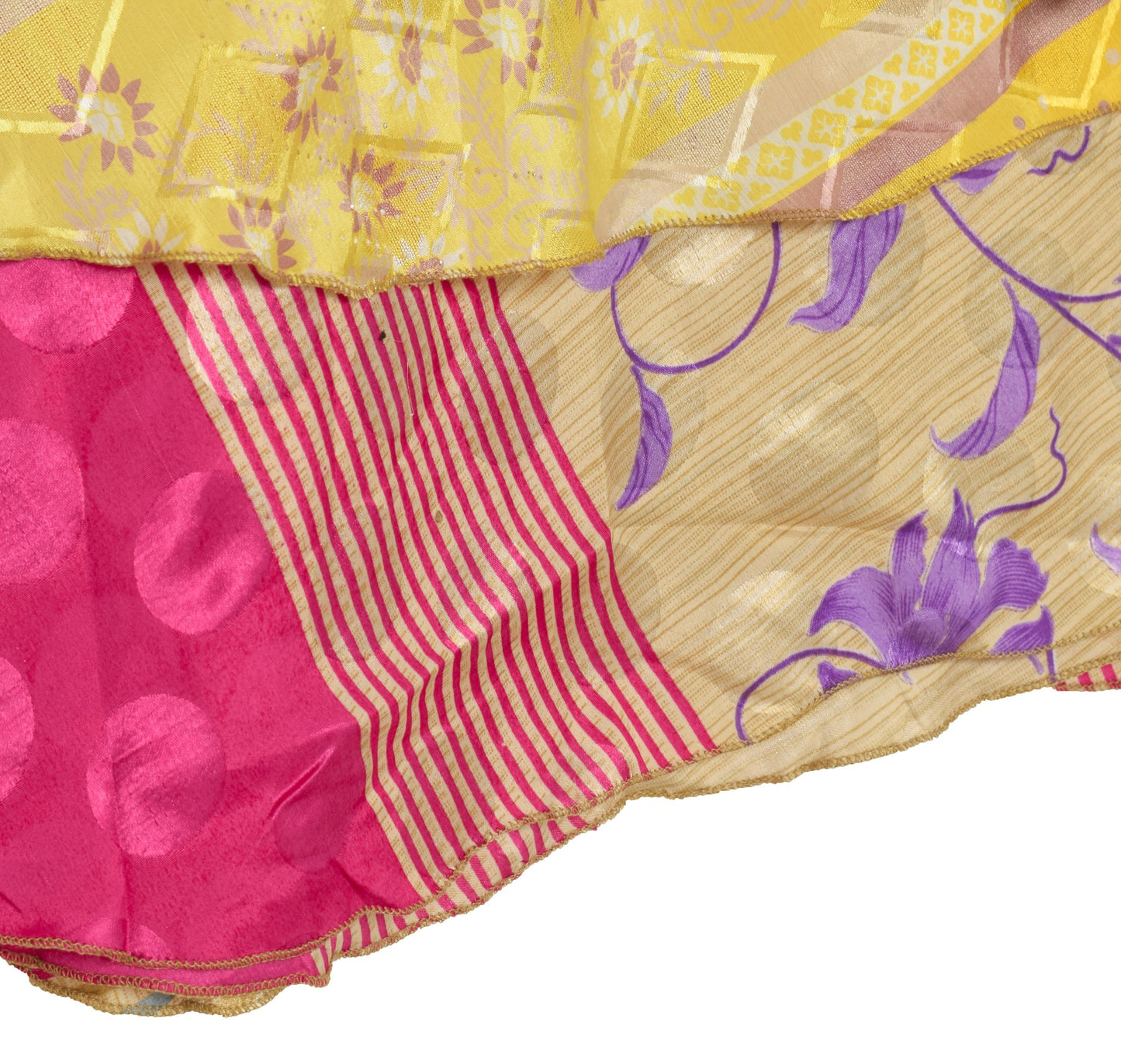 Sushila Vintage Handmade Saree Magic Wrap Reversible Skirt Beach Art Silk Dress Boho