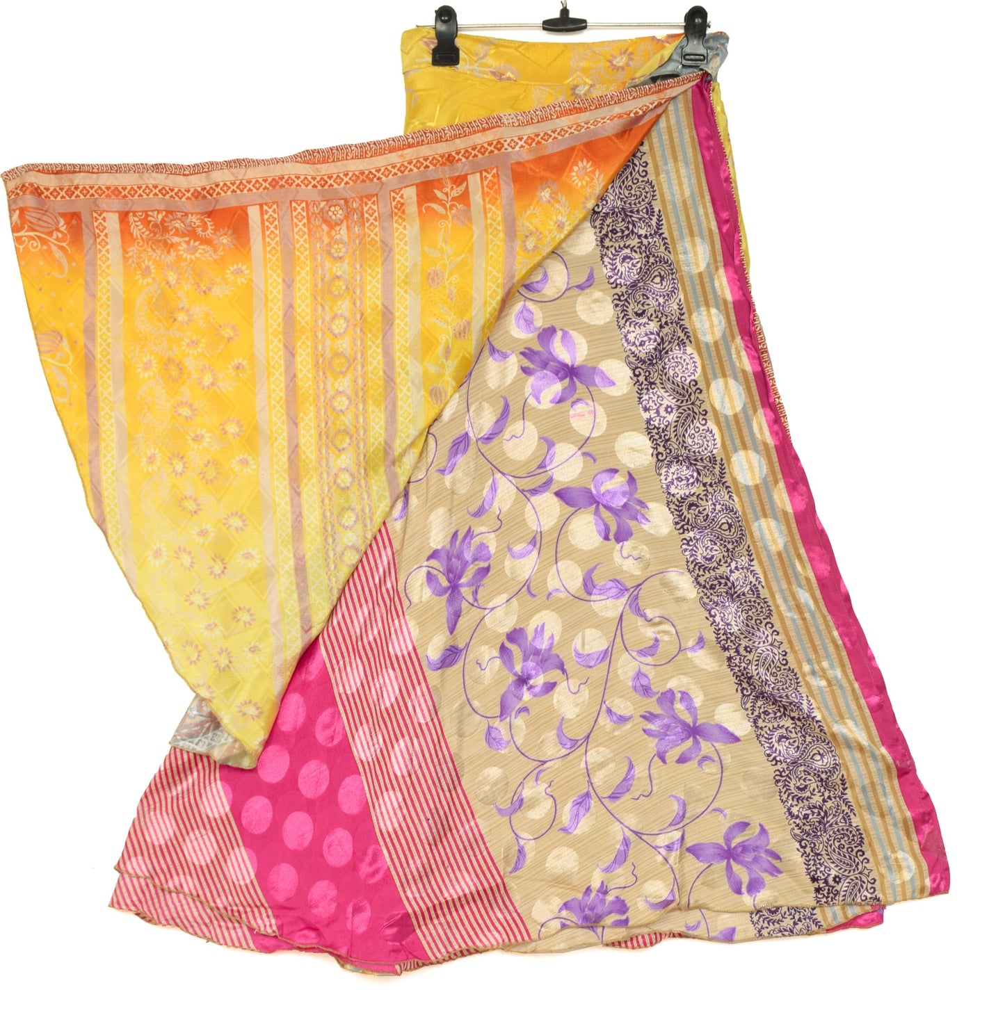 Sushila Vintage Handmade Saree Magic Wrap Reversible Skirt Beach Art Silk Dress Boho
