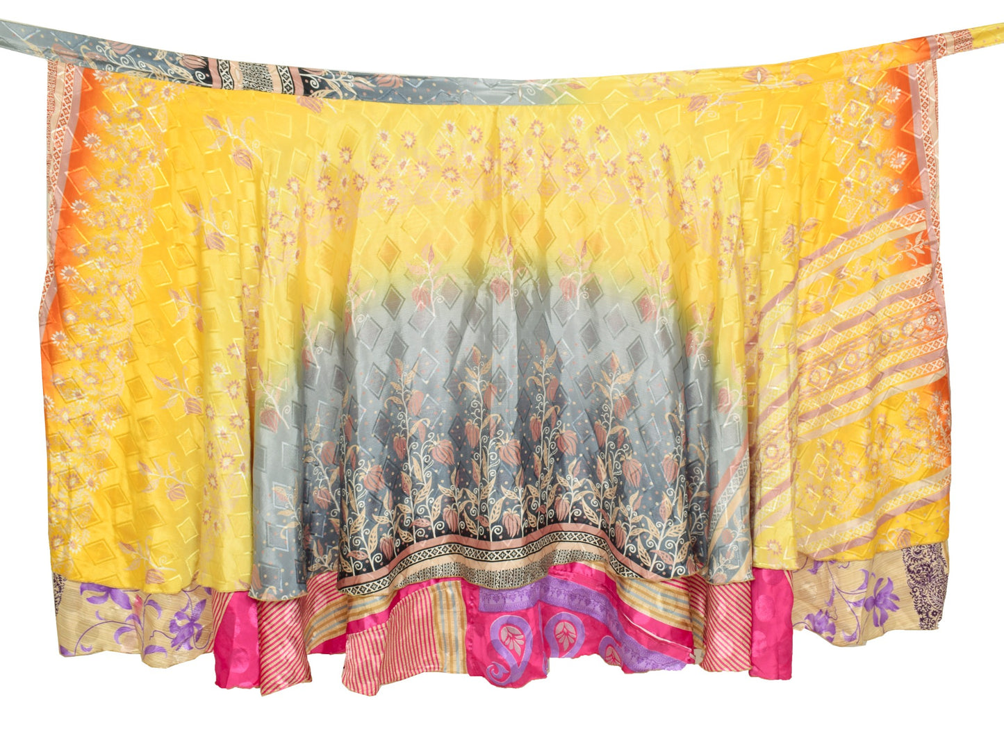 Sushila Vintage Handmade Saree Magic Wrap Reversible Skirt Beach Art Silk Dress Boho