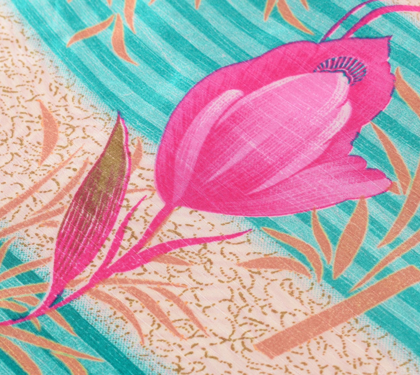 Sushila Vintage Art Silk Saree Magic Wrap Reversible Skirt Floral Pink Beach Dress