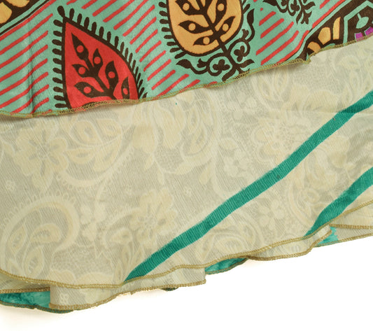 Sushila Vintage Art Silk Saree Magic Wrap Floral Reversible Skirt Beach Dress Hippie