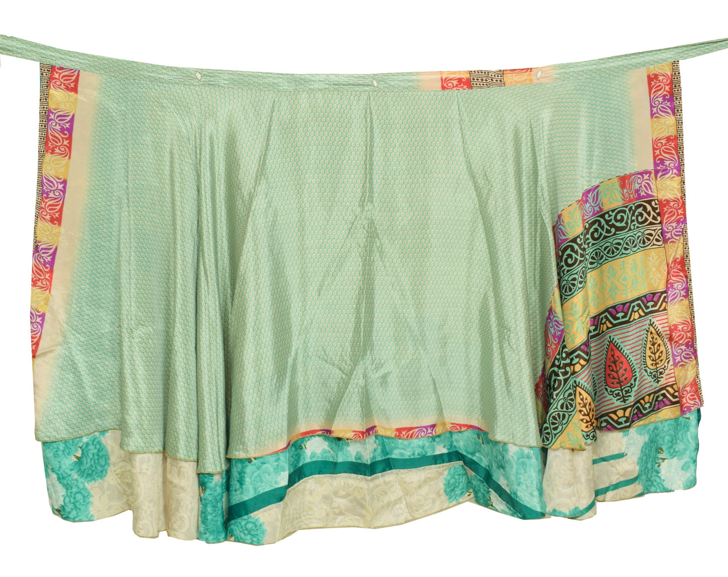 Sushila Vintage Art Silk Saree Magic Wrap Floral Reversible Skirt Beach Dress Hippie