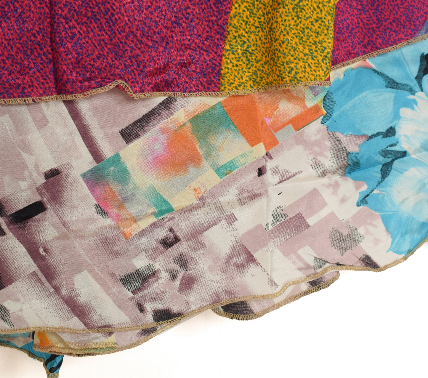 Sushila Vintage Art Silk Saree Magic Wrap Floral Reversible Skirt Beach Dress